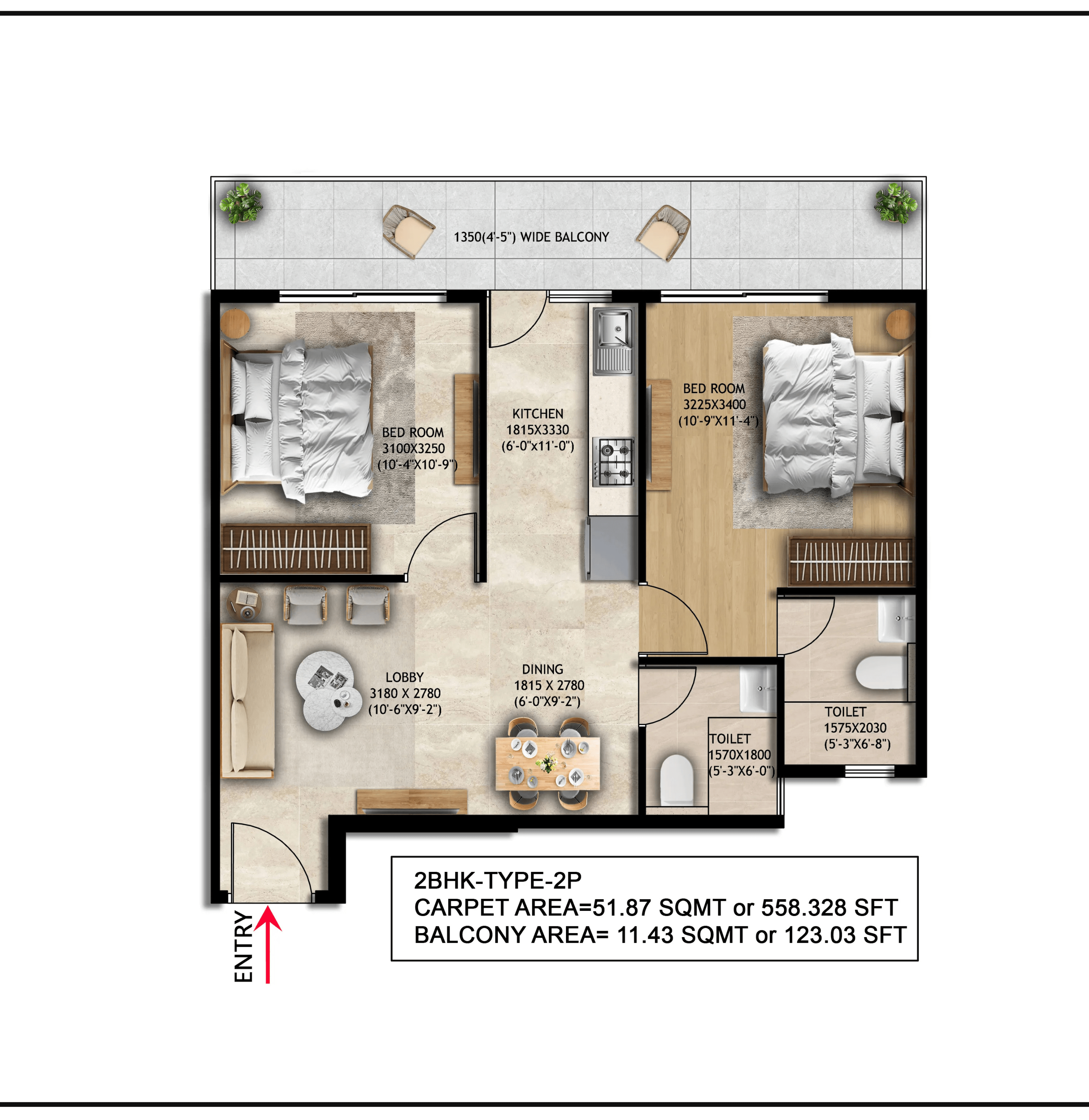 2 BHK TYPE 2P