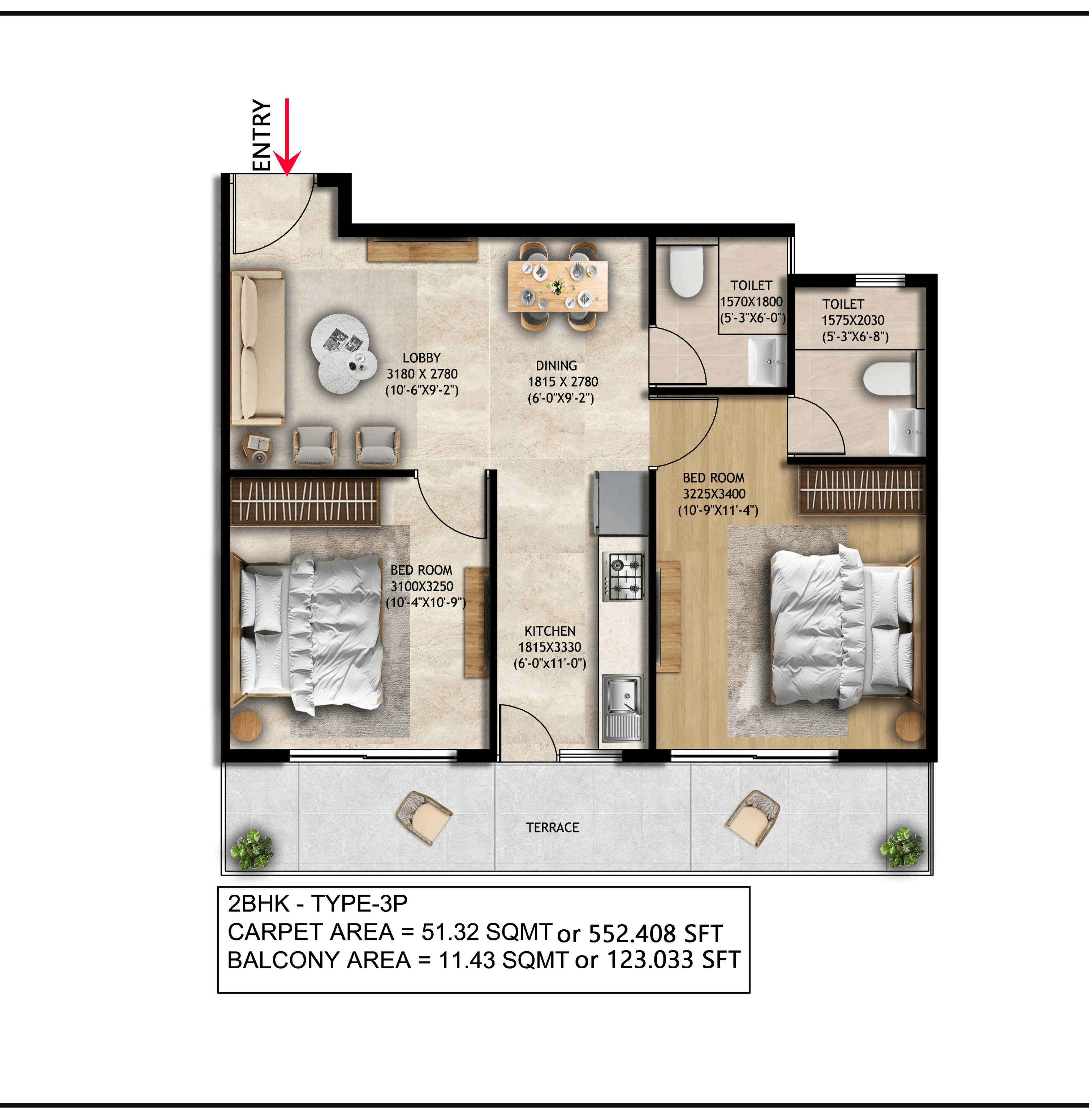 2 BHK TYPE 3