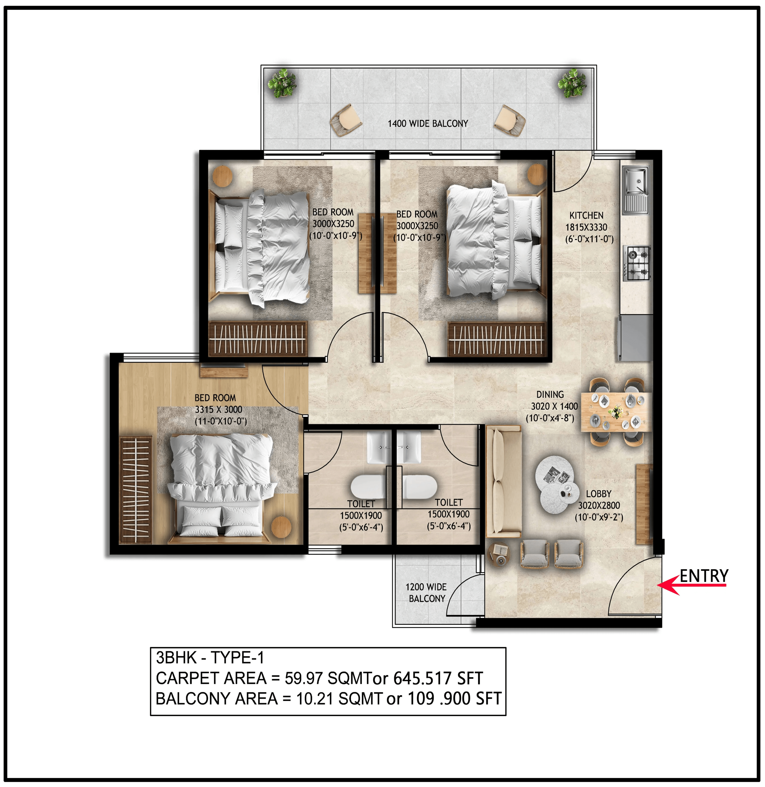 2 BHK TYPE 7